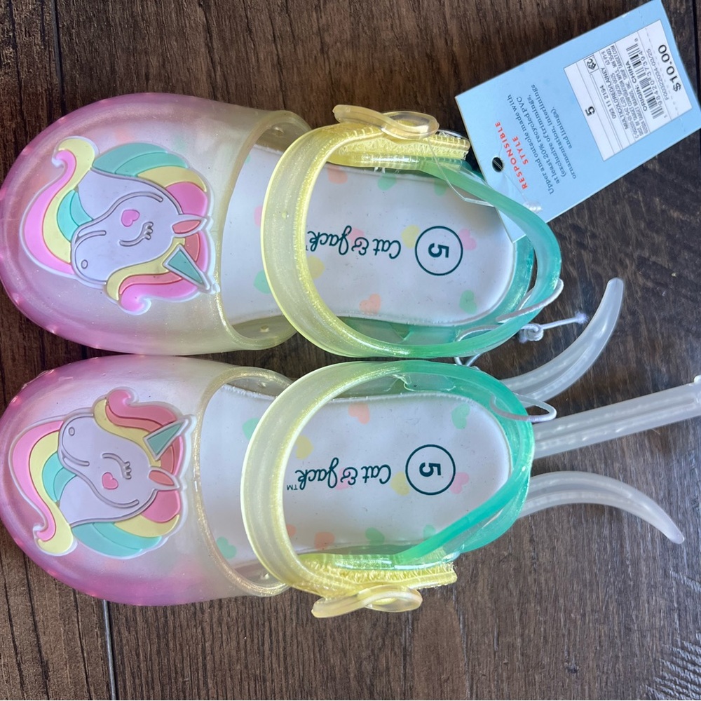 Cat & Jack Pink and Yellow Unicorn Water Shoes